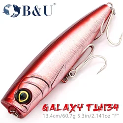 B&U Popper Topwater-señuelo de pesca, cebo duro Artificial de agua salada para superficie de mar de atún