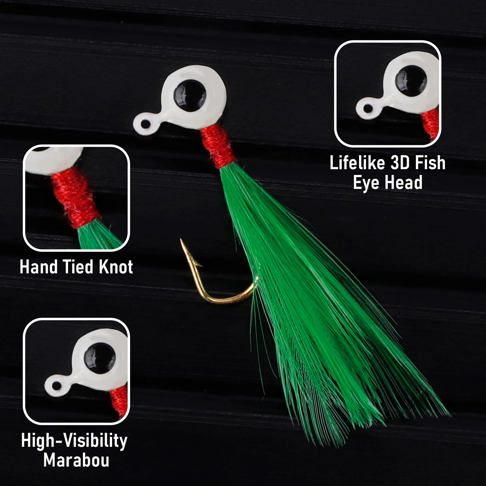 5 uds Crappie Jig Head plantillas de plumas de marabú bola redonda de agua dulce Swimbait anzuelos de pesca para Walleye Crappie Panfish trucha señuelo - imagen 2