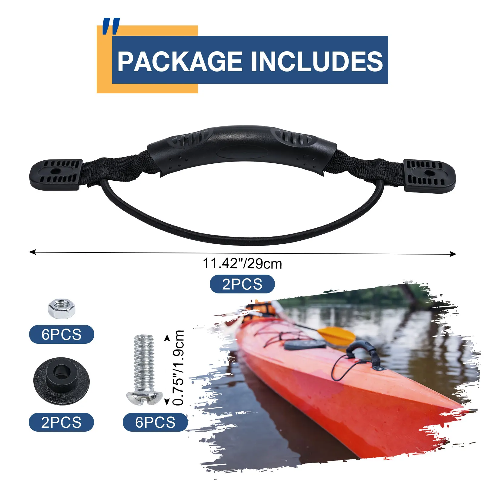 Goture-asas de transporte con remaches para Kayak, manijas de montaje lateral con tornillos para canoa oceánica, Maleta de barco, equipaje, piezas de Kayak - imagen 4