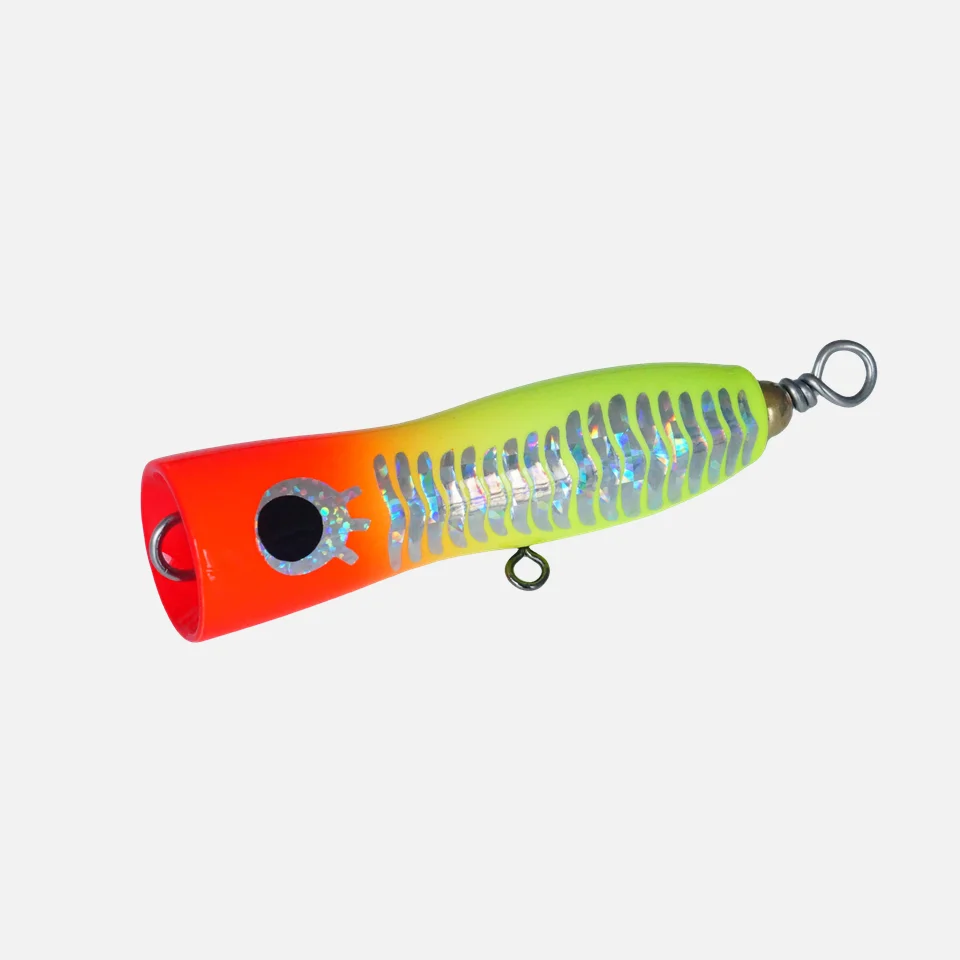 1 Uds Mini Señuelos de Pesca Popper de madera dura 80mm 16,5g flotador cabeza de pez Topwater Popper cebo caminar al perro sonajero Wobble Bass señuelo - imagen 4