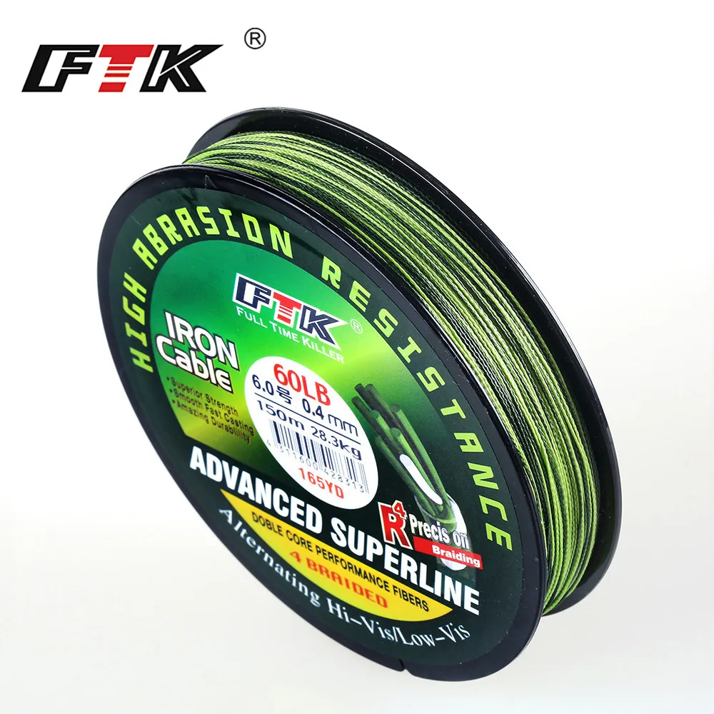 FTK-línea trenzada de 4 hebras, 150m, 5 colores, 8-60LB, multifilamento, PE, para pesca en agua salada - imagen 3