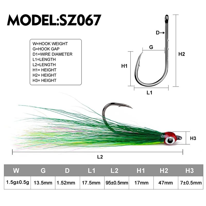TAKEDO 2023 pluma nueva gancho individual 5 unids/bolsa anzuelo de pesca con púas de acero rico en carbono anzuelo de ayuda para Jigging todo para pescar - imagen 3