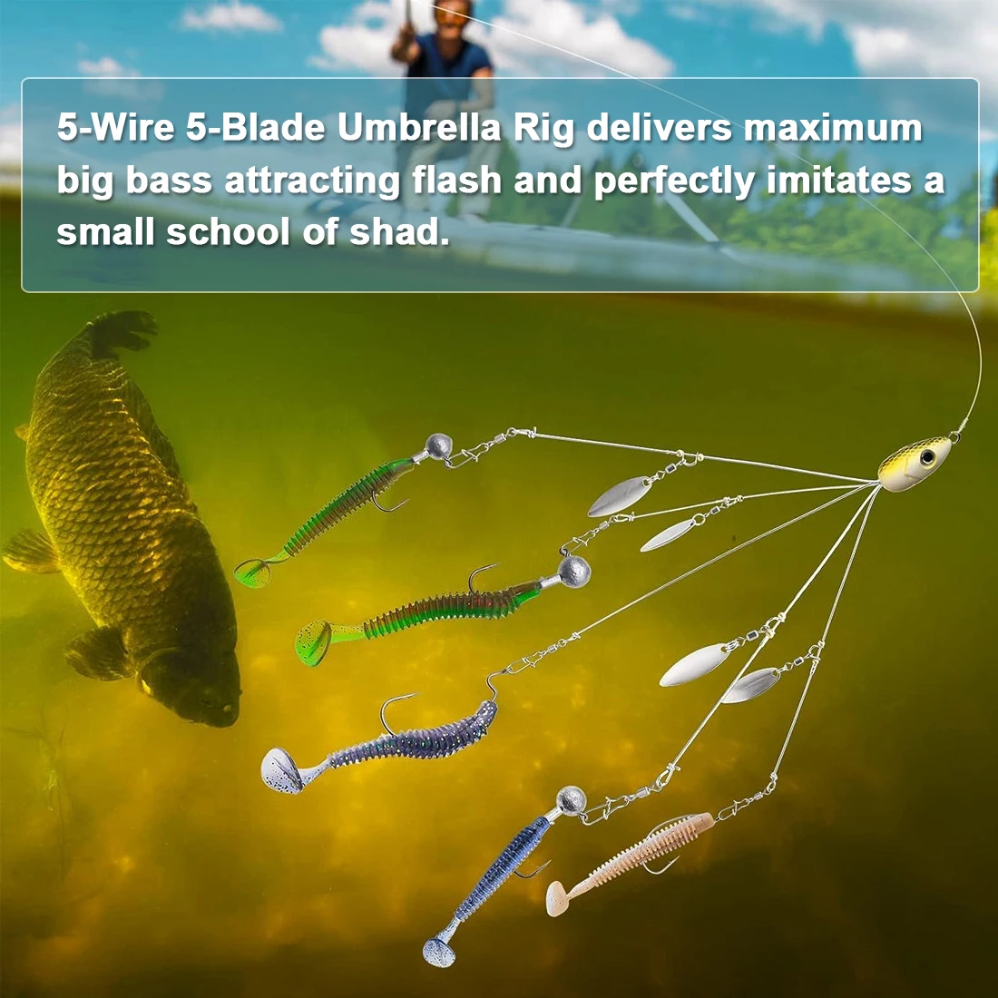 FishTrip Alabama Umbrella Rig Señuelo de pesca para pesca con curricán - imagen 3