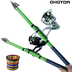Kit pesca spinning caña fibra carbono y carrete 5.5:1