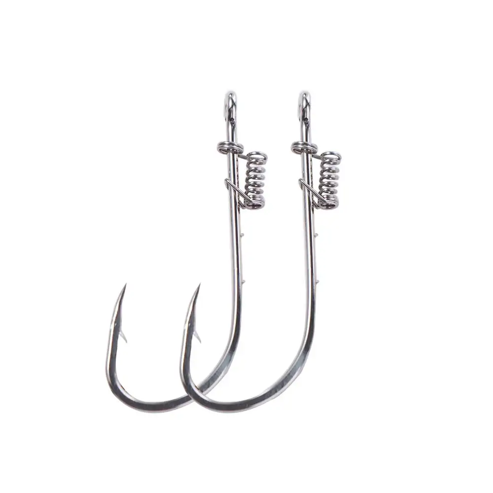 Anzuelos de pesca de camarones vivos de acero al carbono, resorte colgante con agujeros, anzuelos fijos de pesca, anzuelo único afilado fuerte, anzuelo de púas - imagen 2