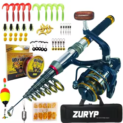 Juego de caña de mar súper corta, juego completo de caña Luya con bolsa, juego combinado de pesca, pesca recreativa en cualquier momento en cualquier lugar