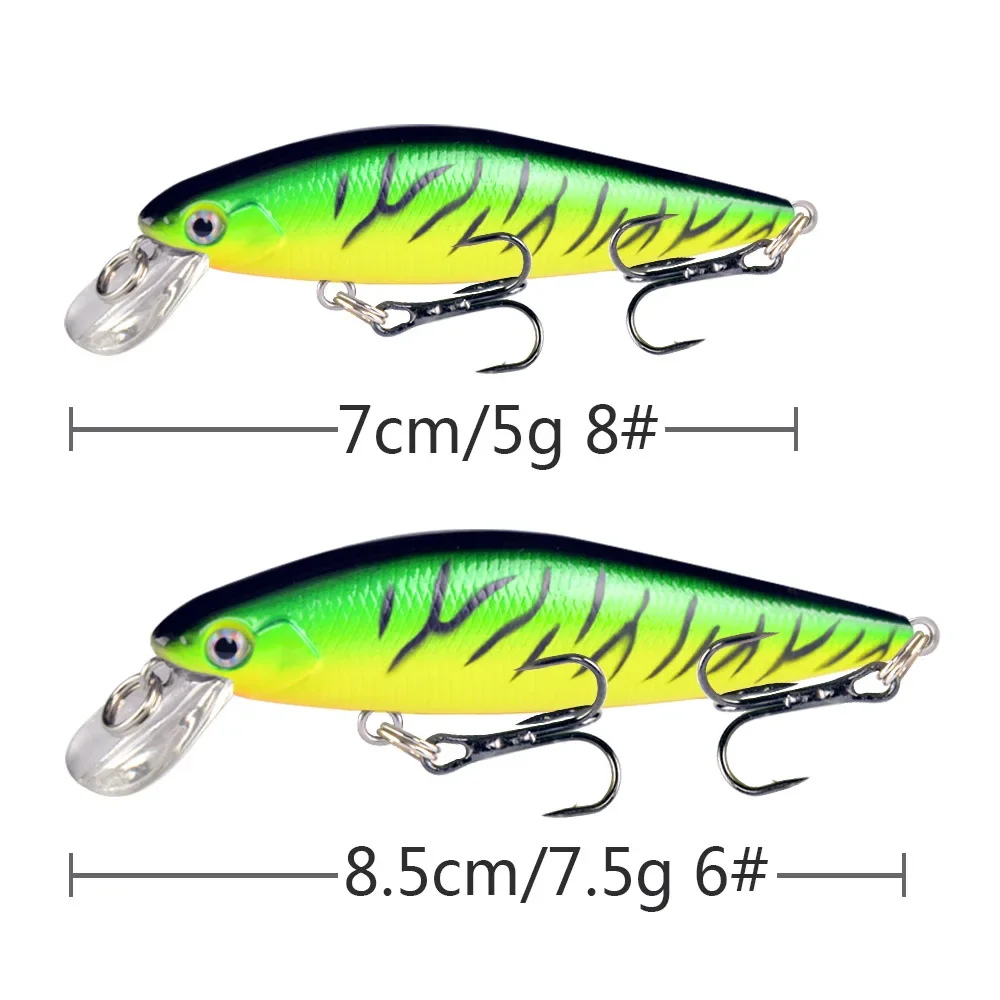 Señuelo de Pesca de calidad, 1 piezas, 5g/7,5g, señuelo de pececillo, ojos 3D, cebo duro de plástico, plantilla Artificial, Wobblers, Crankbait - imagen 5