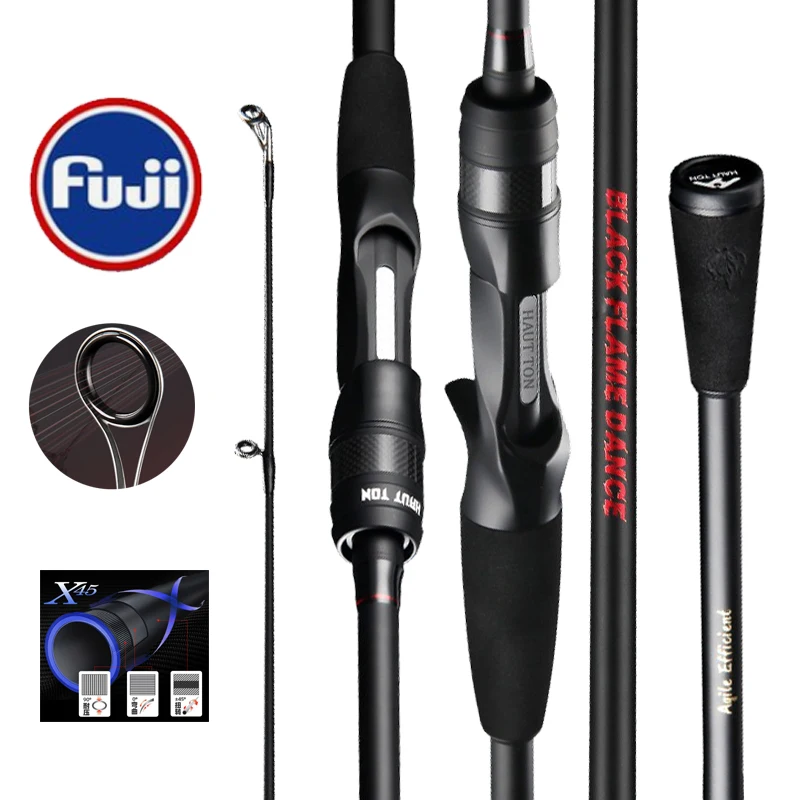 Caña de pescar giratoria de fundición, anillo Fuji de 1,68 m, 1,8 m, 1,98 m, caña de fibra de carbono ultraligera, mango EVA de 2 secciones, peso de señuelo de 3-15g - imagen 2