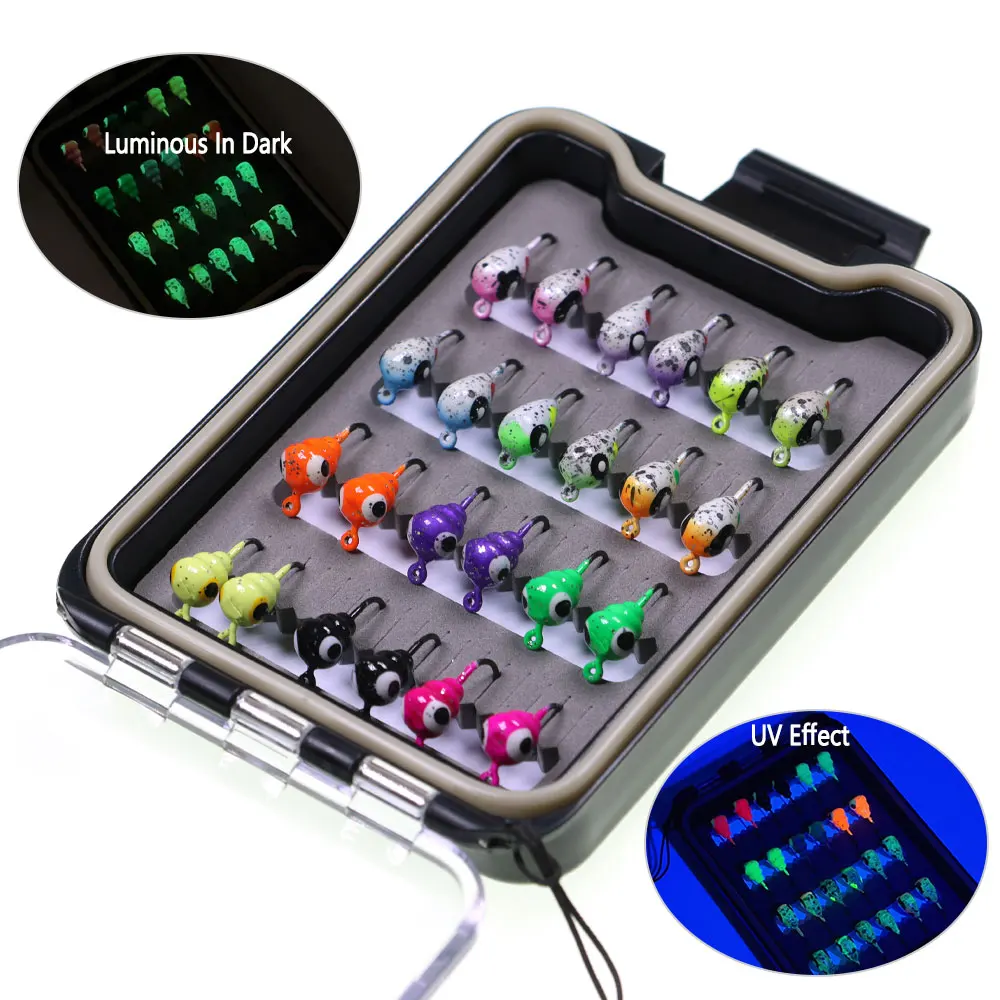 Variedad de colores y formas del set de jigs para hielo Bimoo
