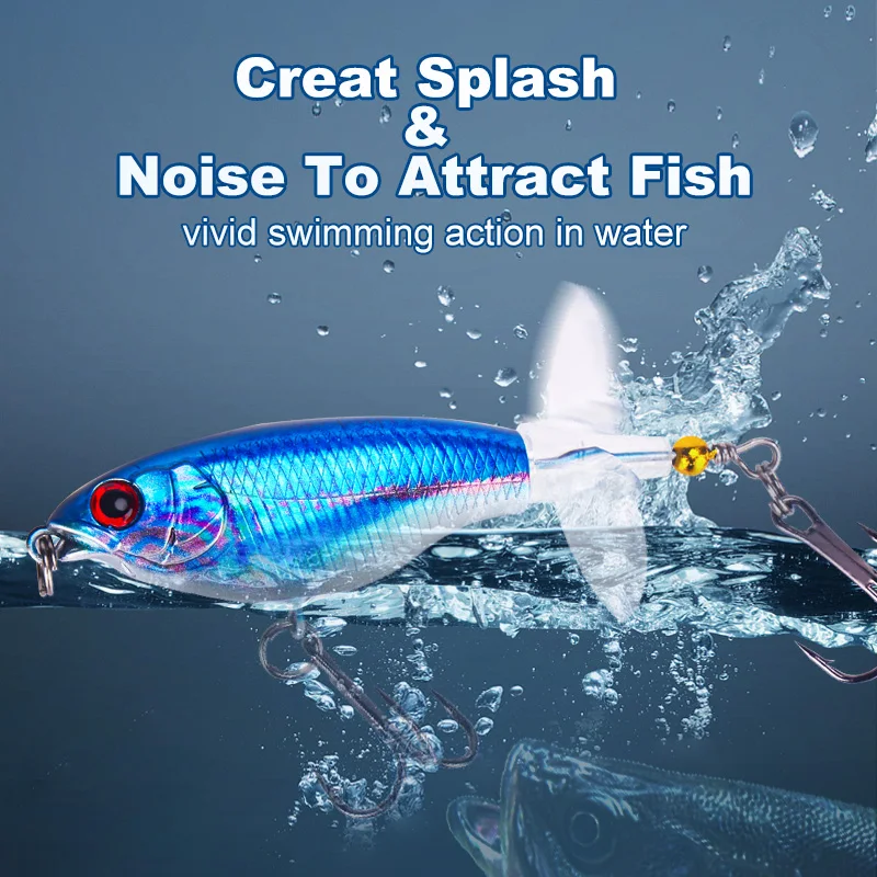Weihe 5 piezas 11.4g9.5cm Tractor de impresión 3D 2 #   Señuelo duro de hélice topwater con gancho de tres respaldo reforzado con cola dura en espiral - imagen 3