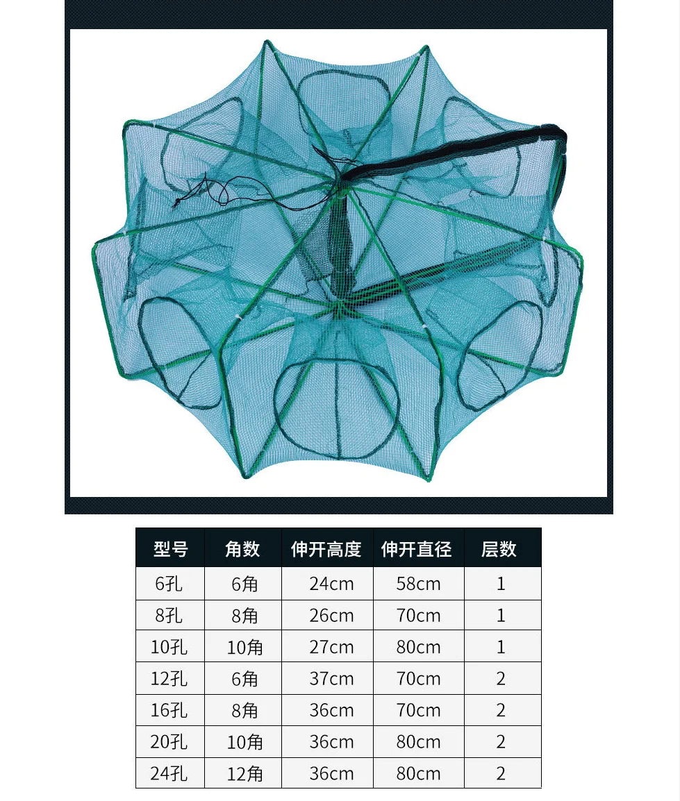 Jaula para peces molida, jaula para peces vivos, 24 agujeros, red plegable para atrapar peces/red de locha, jaula para cangrejos anticorrosión, jaula para camarones, red de pesca - imagen 4