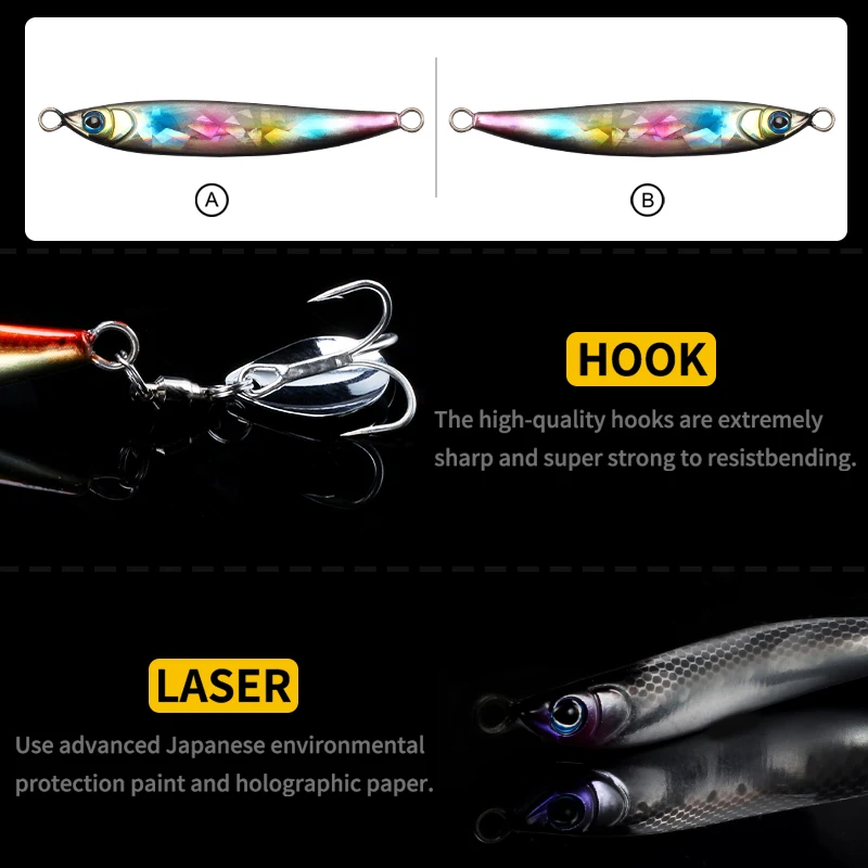 MAGIC WORKS-señuelo de pesca de Metal, cebo Artificial, anzuelo triple, 10g/15g/20g/30g - imagen 4