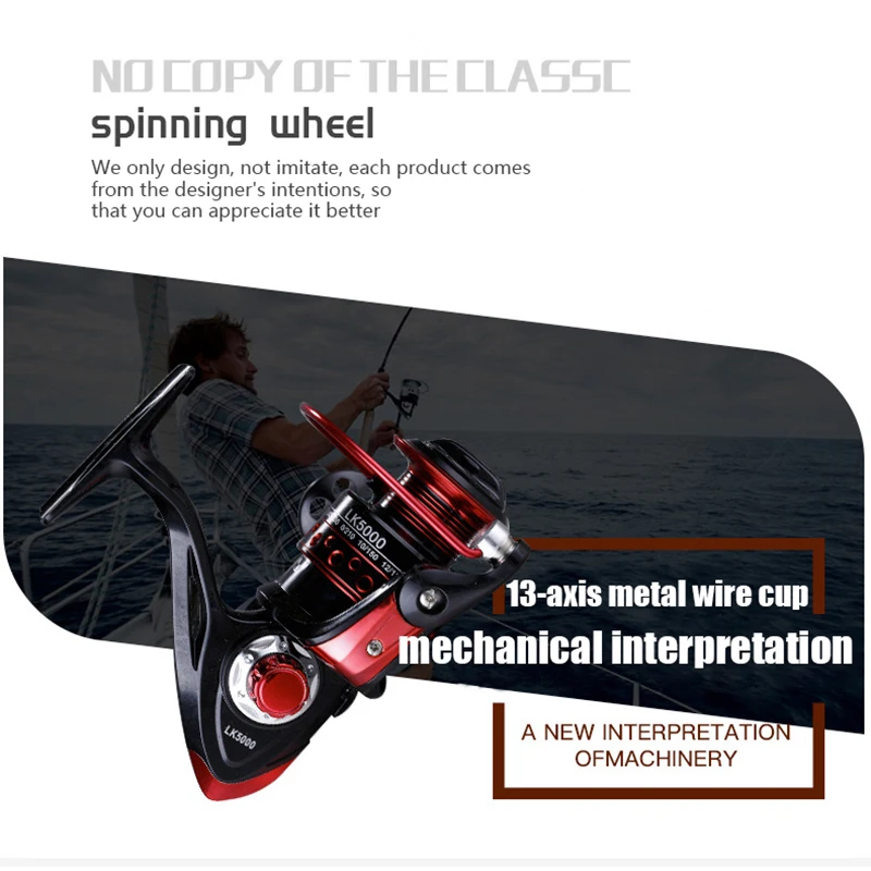 Carrete de pesca giratorio súper ligero, arrastre máximo de 15KG, relación de engranaje 5,2: 1/4, 7:1, 13 + 1 rodamientos de bolas, bobina de pesca de carpa de agua dulce y salada - imagen 4