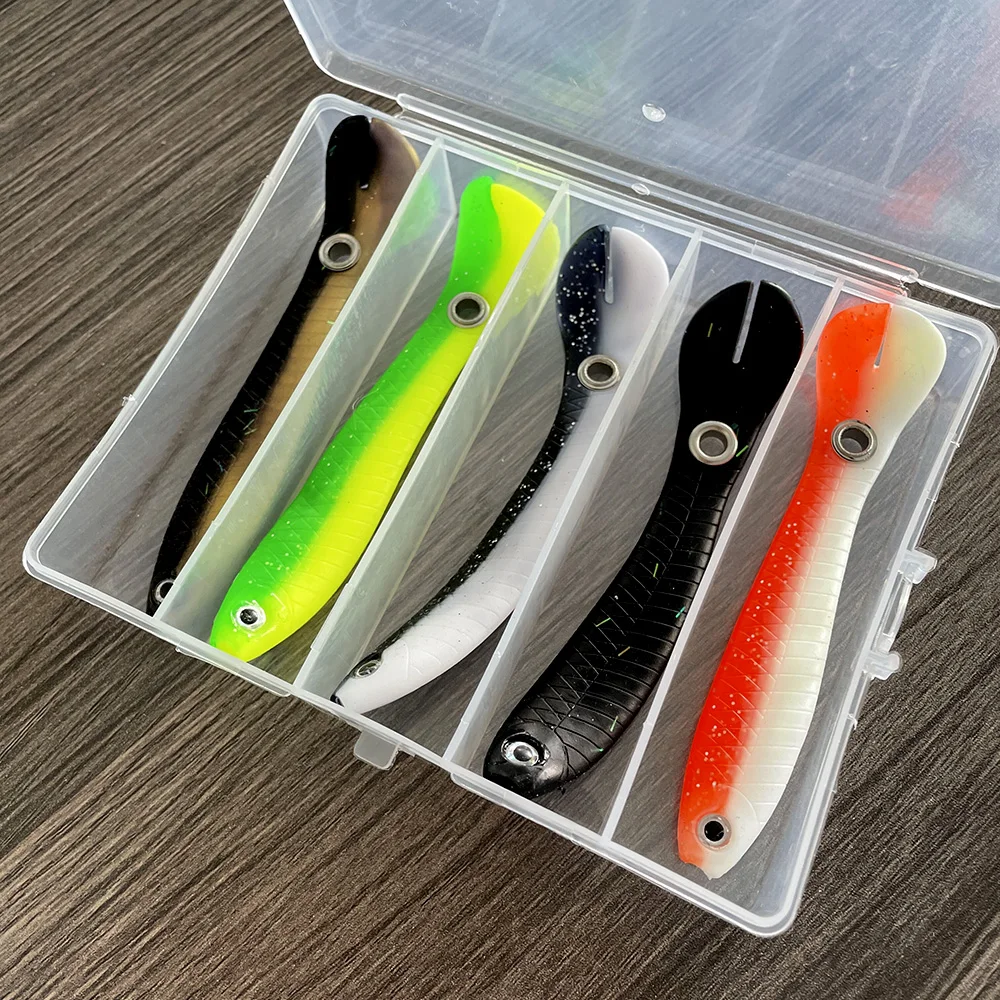 Ghotda-Señuelos de Pesca Crazy, 100mm/5 piezas, señuelo suave con gancho, Señuelos de Pesca de camarón y langosta, Señuelos de Pesca de silicona suave - imagen 2