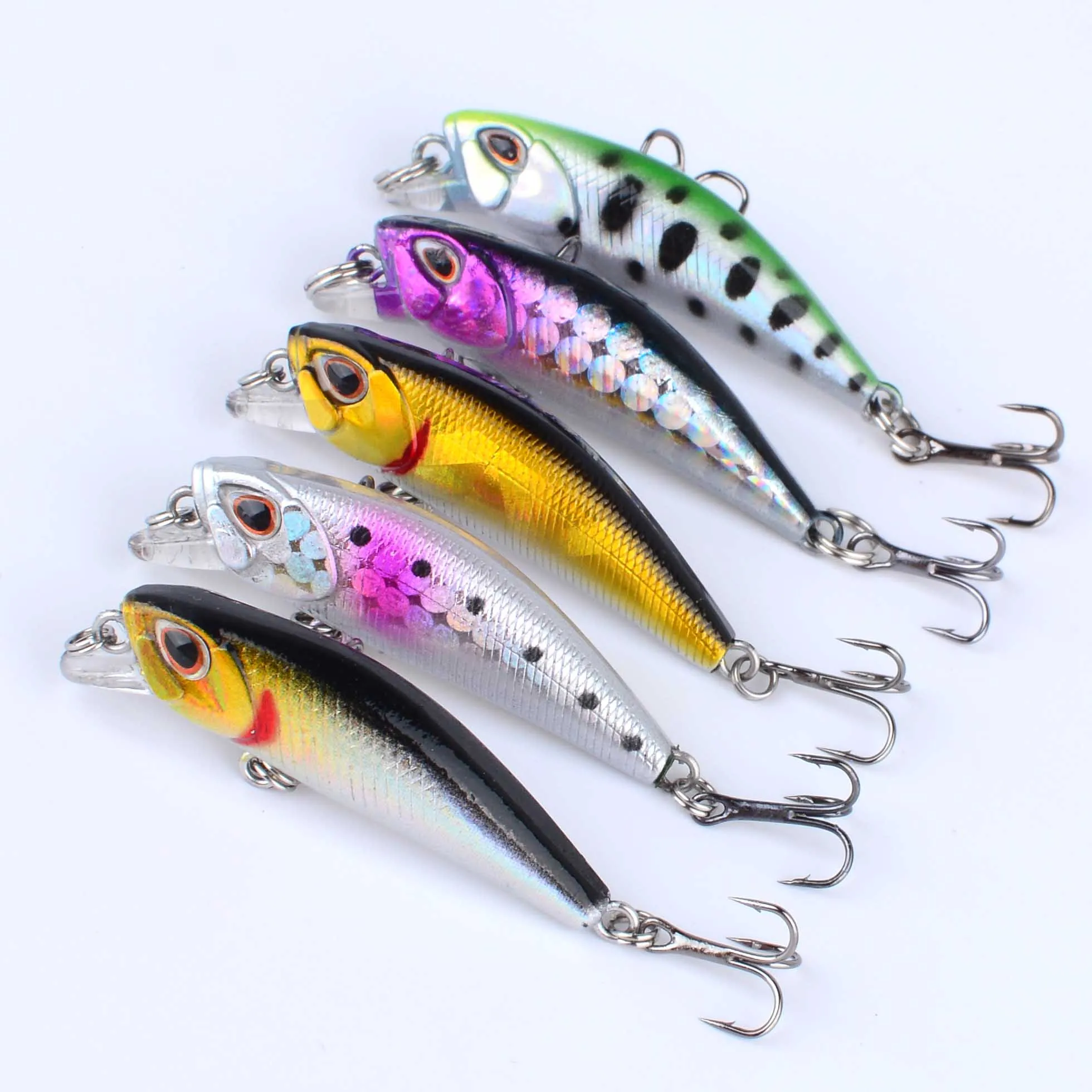 5 uds Mini Minnow Señuelos de Pesca Wobblers hundimiento lento cebo duro de plástico Artificial Crankbait Jerkbait Pesca aparejos de lubina - imagen 4