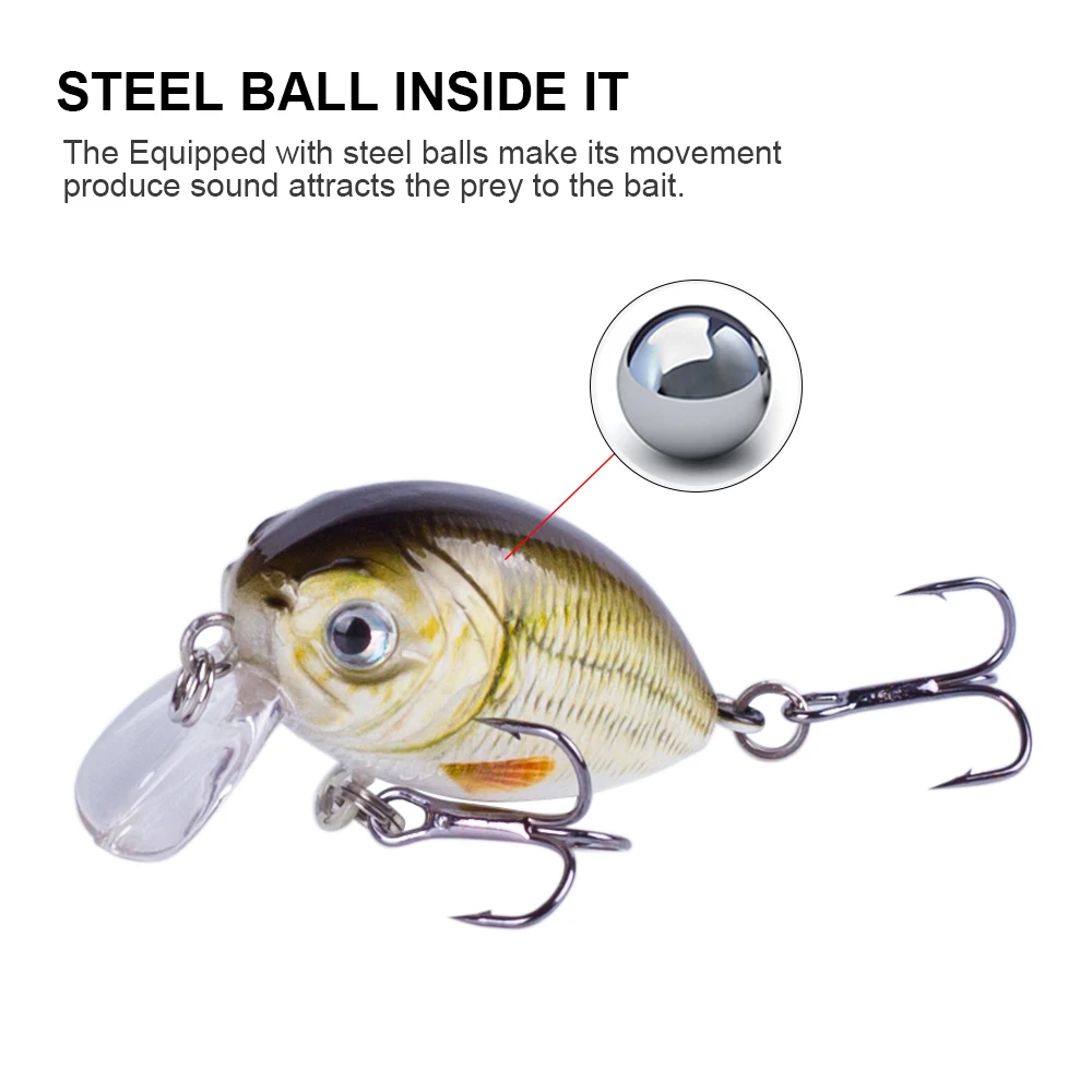 Mini cebo de manivela 40mm 4g Micro Wobbler flotante Crankbait Señuelos de pesca ruidosos para aparejos de lubina de pececillo Artificial duro de agua dulce - imagen 3