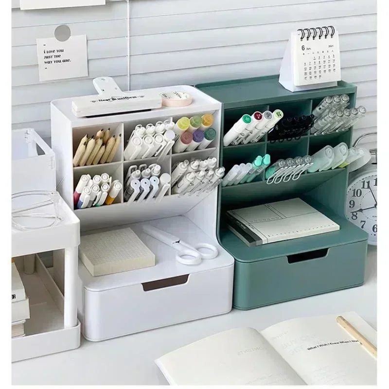 Organizador escritorio nórdico – Portaplumas oblicuo con almacenaje - imagen 5