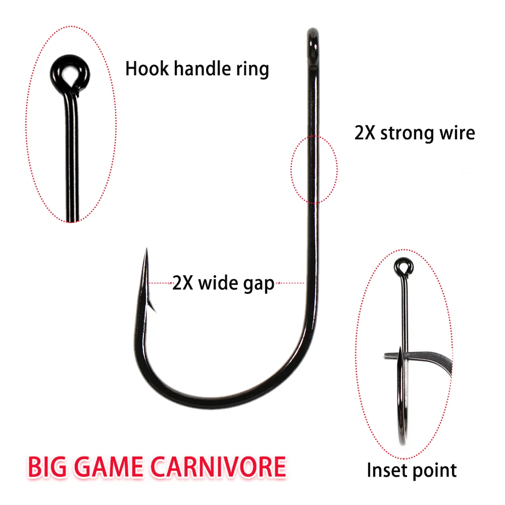 Lionriver-anzuelo de pesca de agua salada, aparejo Sabiki de pesca de lubina, serpentina de juego grande, 2X, fuerza, boca ancha, 1/0-6/0 - imagen 5