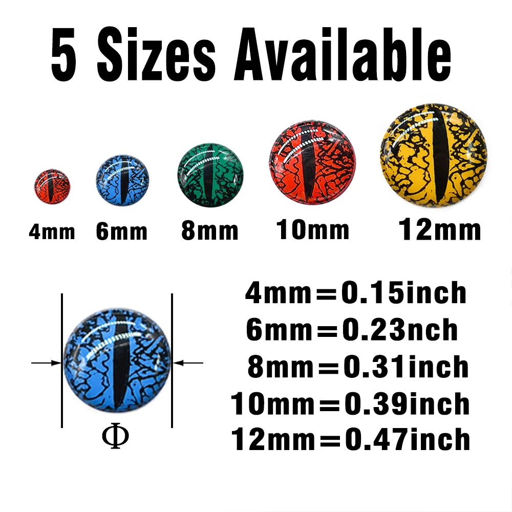 Señuelo de Ojos de pesca 3D, anzuelos holográficos de 6mm, 8mm, 10mm y 12mm, para manualidades, 100 unids/lote por paquete - imagen 5