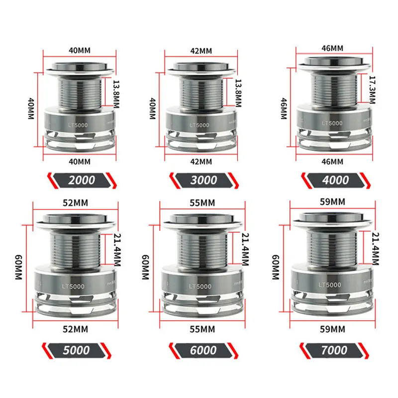 Carrete de pesca de Metal Universal, rueda giratoria con relación de engranaje 5,2: 1, arrastre máximo de 8kg, brazo basculante CNC, copa de línea profunda, carrete de poste de mar - imagen 2