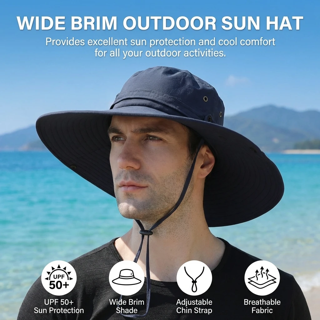 Sombrero de pesca hombre plegable impermeable con protección solar - imagen 3