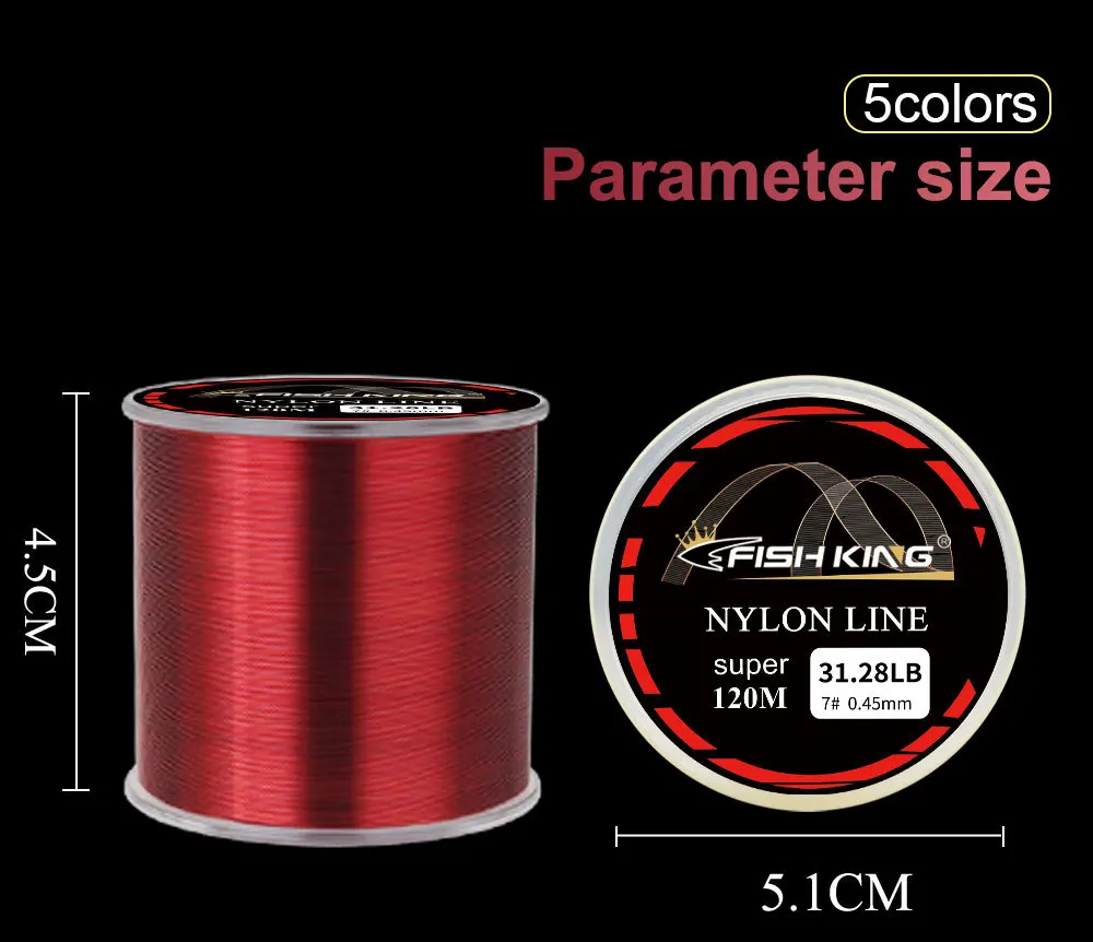 Línea de pesca invisible de 120m con revestimiento de fluorocarbono moteado