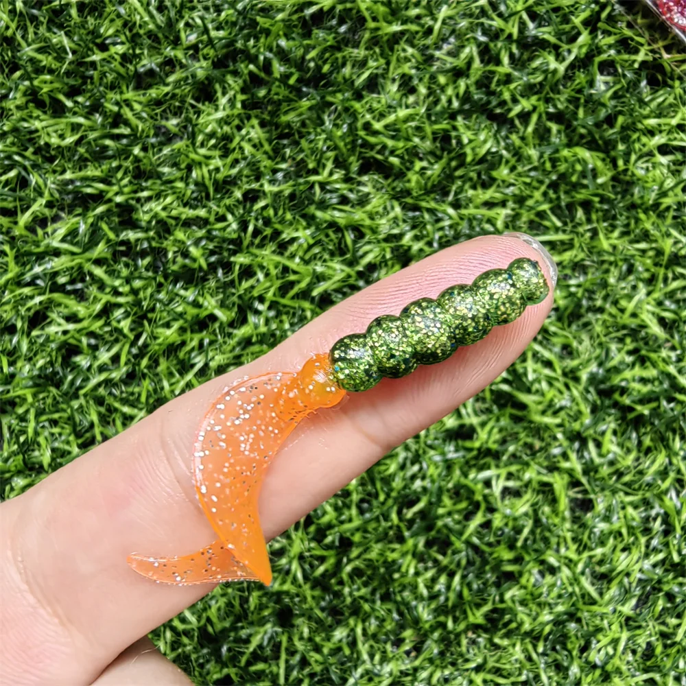 MUKUN 12 unids/lote señuelo de pesca suave Wobblers cebo Artificial de silicona larva señuelos de gusano para lubina trucha carpa Señuelos de Pesca 4cm 0,75g - imagen 3