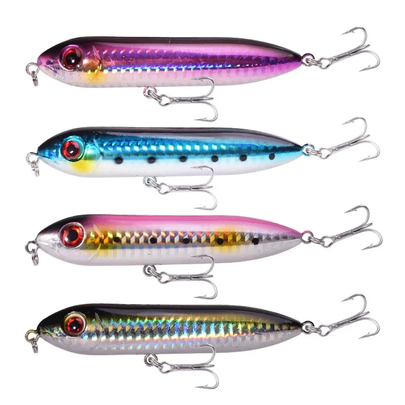 Señuelo de pesca con lápiz Topwater, 9cm, 12g, Wobblers, sonajero, caminar para lubina, bagre, aparejos de pesca, cebo duro Artificial, 1 ud.