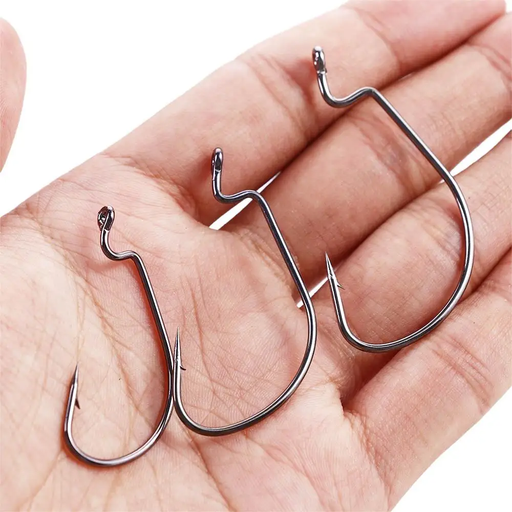 Anzuelo de manivela de alta resistencia, anzuelo de púas de acero al carbono para pesca suave, señuelo de manivela de vientre ancho, accesorios de pesca, 50 unidades - imagen 4