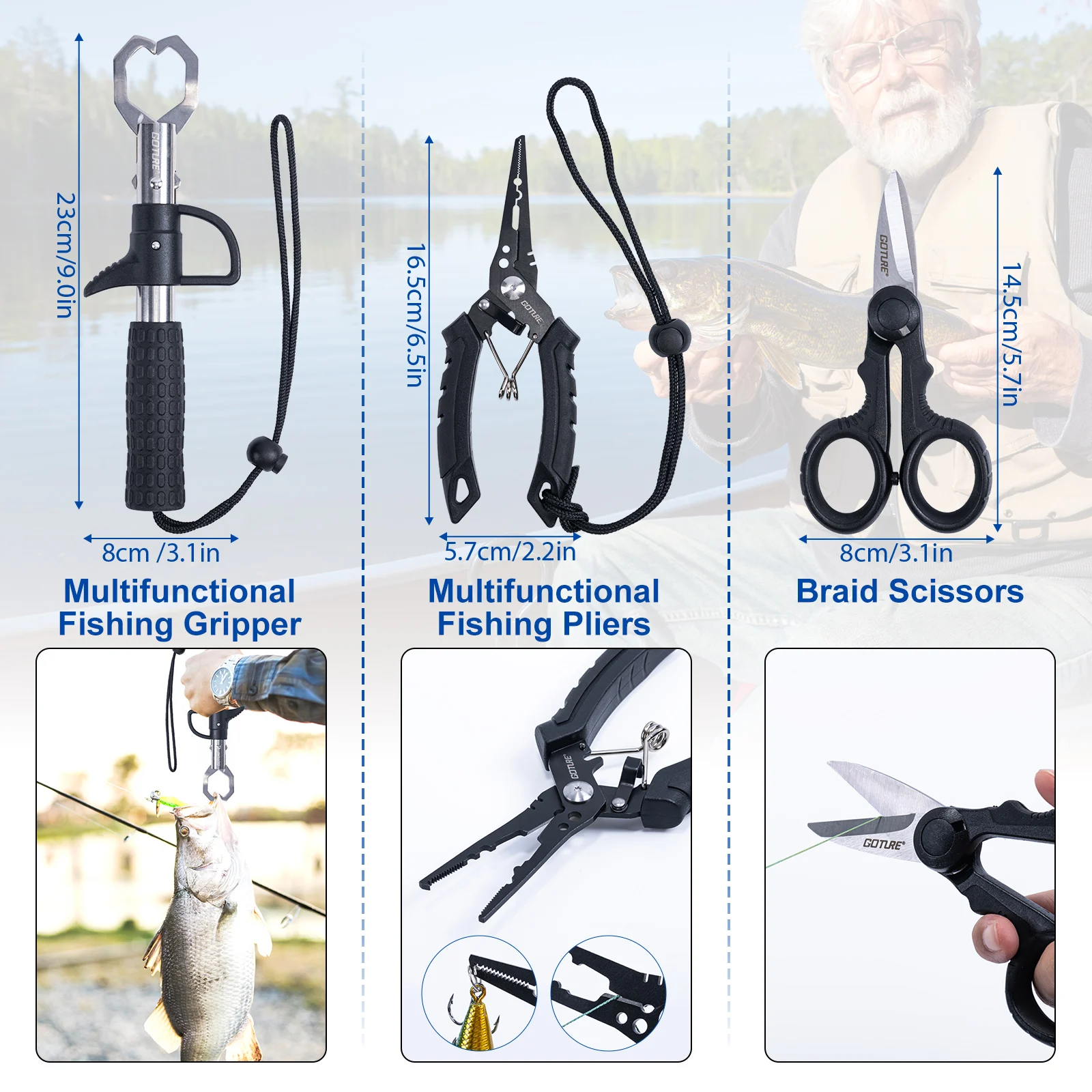 Goture-combinación de carrete y caña de pescar telescópica de fibra de carbono, herramienta de aparejos con bolsa de transporte Oxford 900D, Combo de caña de pescar de viaje - imagen 5