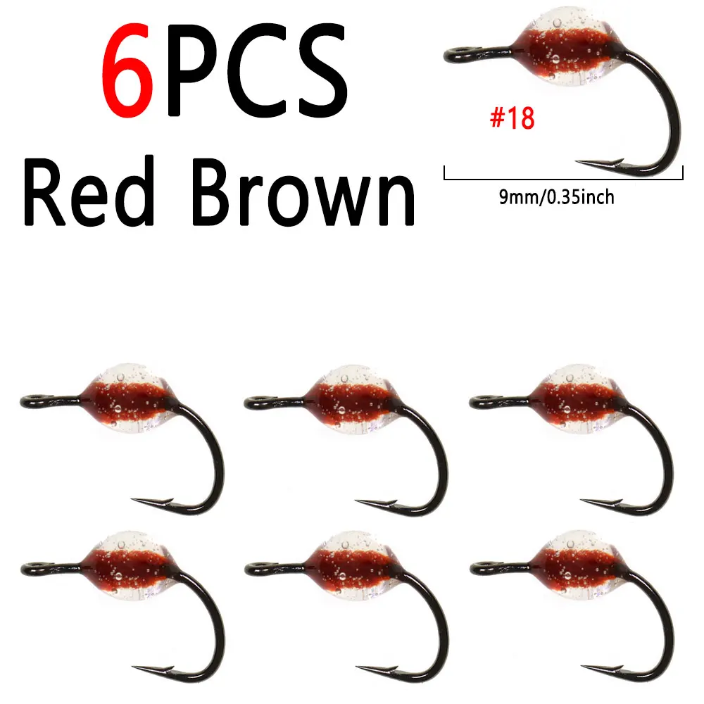 6pcs Red Brown