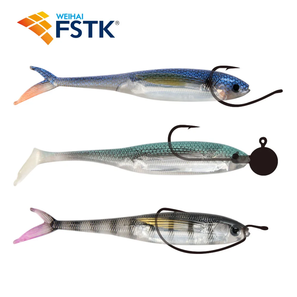2023 FSTK 2 uds cebos de silicona cola de paleta Shad gusano cebo suave realista 9,4g 12,5 cm Swimbaits de agua dulce señuelo de pesca de trucha lubina - imagen 5