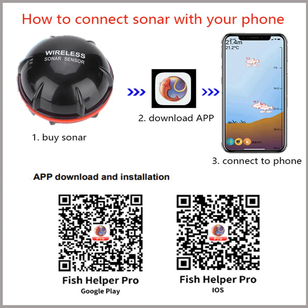 PUPOPAN 100M nuevo teléfono inteligente buscador de peces Sonar Bluetooth buscador de peces inteligente Android e Ios peces pesca Visual - imagen 5