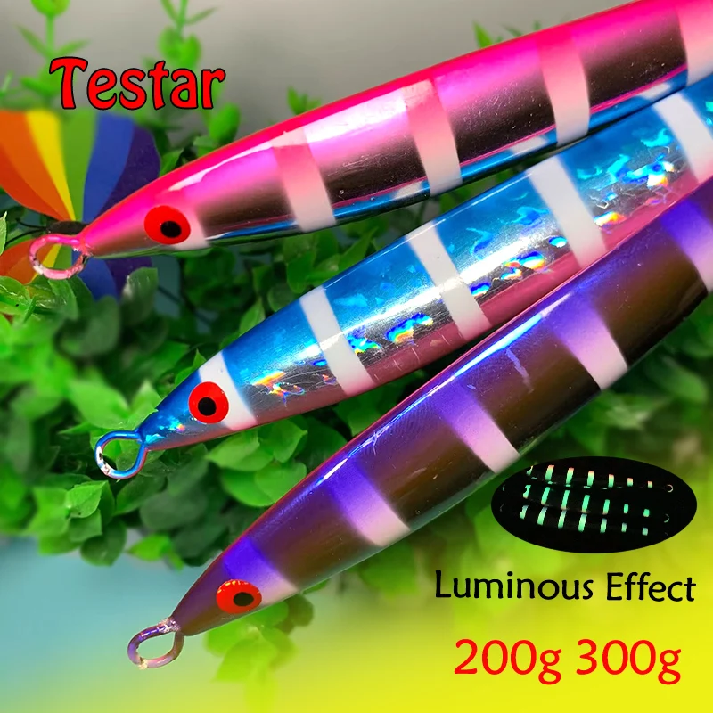 Testar Luminouse-gabarito de Metal galvanizado, 200g, 300g, señuelo de Pesca, velocidad del brillo, Jigging rápido profundo, cebo duro Artificial para Pesca atún