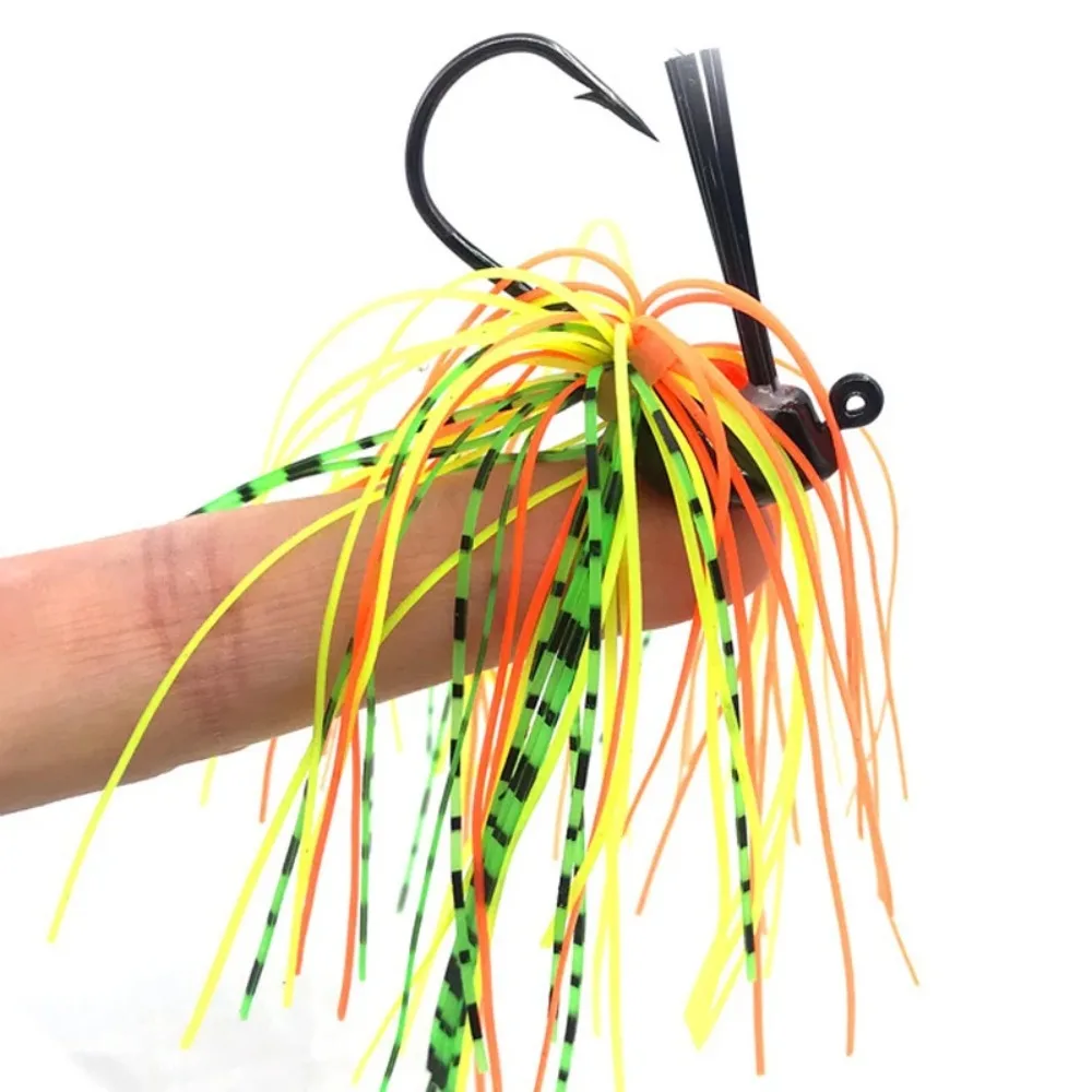 7g 0,25 oz falda de goma Pike Walleye señuelo para Barba mosca anzuelo de natación Pesca silicona Bass Jig Head faldas Señuelos de Pesca de aguas profundas cebo - imagen 2