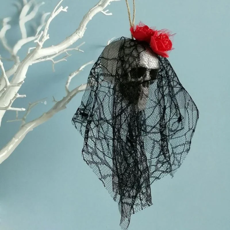Adornos colgantes de calavera de Halloween, ropa de novia de calavera de espuma, accesorios de diseño de escena de cabeza de hueso, decoraciones para el hogar, suministros para fiestas y festivales - imagen 5