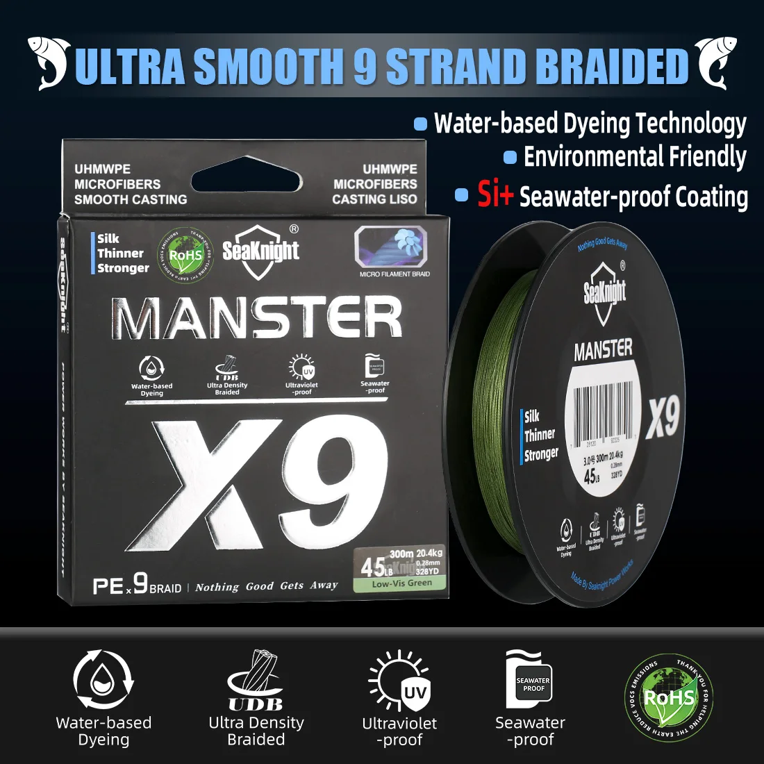 SeaKnight nueva serie X9 9 hebras PE hilo de pescar trenzado fundición larga 150M 300M 500M aparejos de alambre de pesca pesca de carpa suave - imagen 2