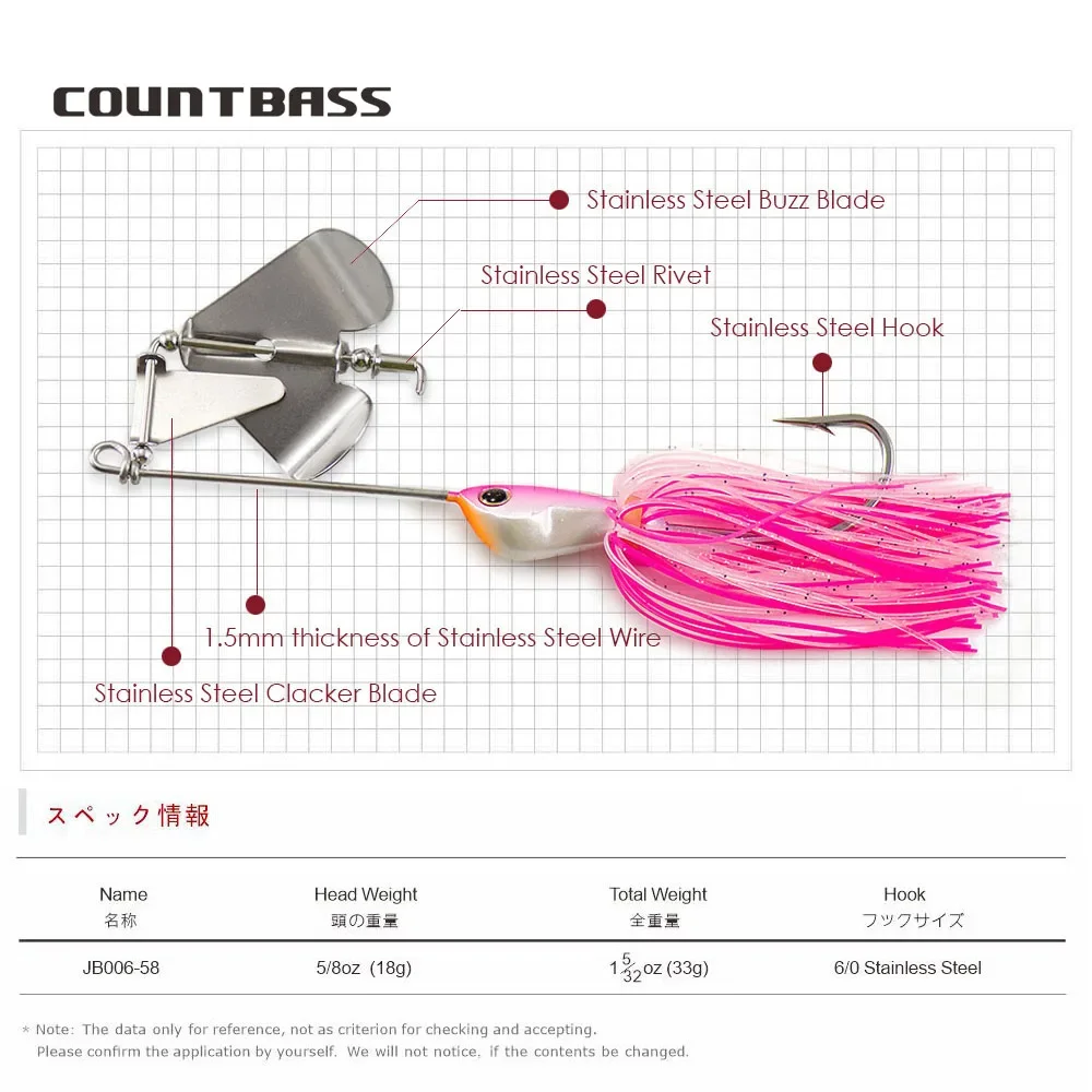 COUNTBASS-Señuelos de Pesca de lubina, cebos de alambre con faldas de silicona, 5/8oz, 6/0 ganchos - imagen 2