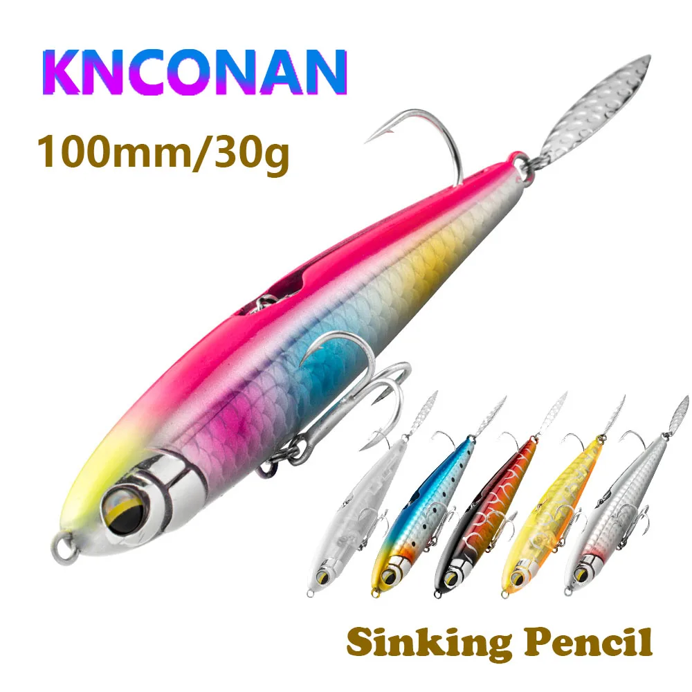 Señuelos de pesca con lápiz que se hunden, 100MM, 30G, Wobbler Stickbait, cebo duro Artificial, lápiz de fundición larga, cebos duros de agua salada