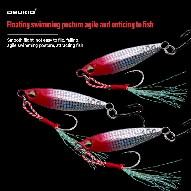DEUKIO Luya placa de hierro señuelo de pesca de mar Metal 10g/15g cebo falso luminoso agua salada - imagen 3