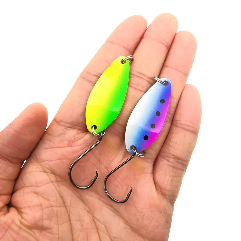 OUTKIT, 10 Uds., mezcla de colores, 4,1 cm, 6,5g, señuelo cuchara de Pesca, cebo de natación, Isca, señuelo Artificial para trucha, aparejos de Pesca, cucharas Truite - imagen 4