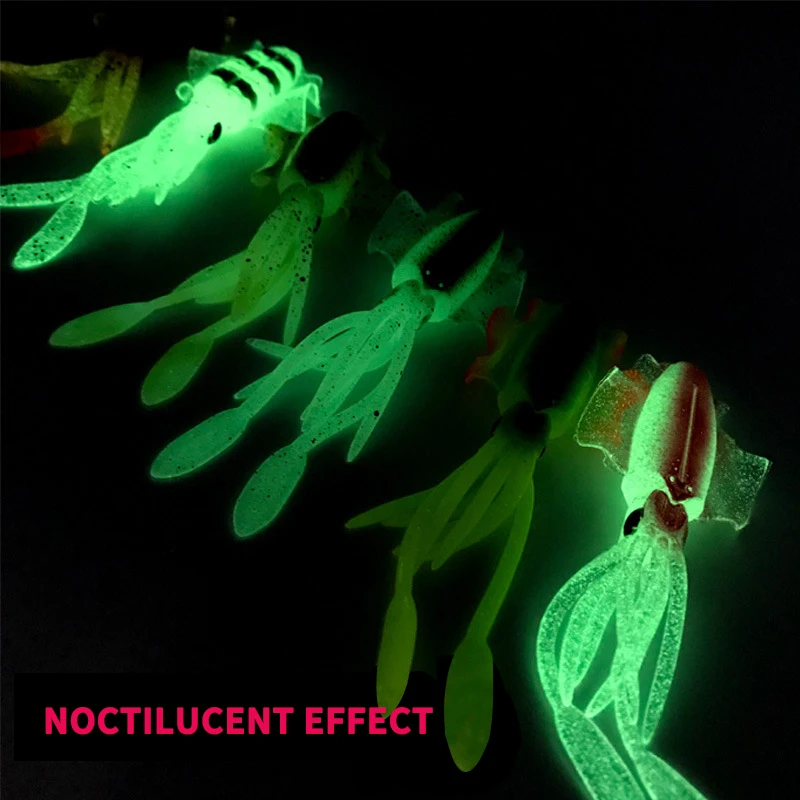 Aparejos de Topline, señuelos luminosos de calamar, faldas, 7g, 10cm, Leurre Souple, pulpo, erbium con brillo UV, señuelo de atún para pesca en alta mar, 1 ud. - imagen 2