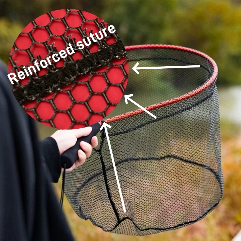 Redes de pesca de goma con asas cortas: redes de pesca portátiles de aleación de aluminio, red de aterrizaje liviana para un fácil transporte - imagen 5