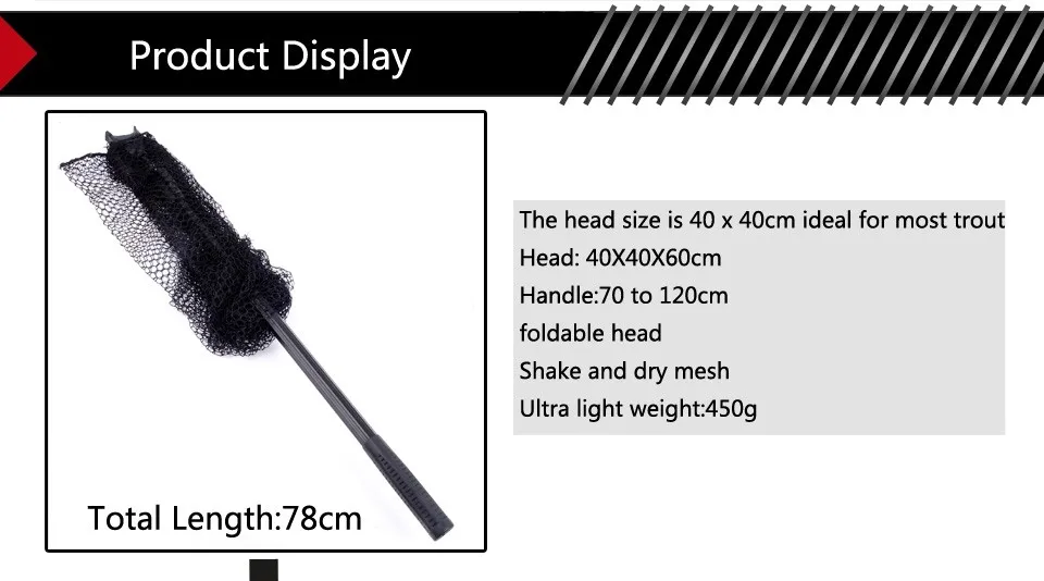 Esta red de pesca es ideal para limpiar y mantener su captura con su diseño duradero y liviano