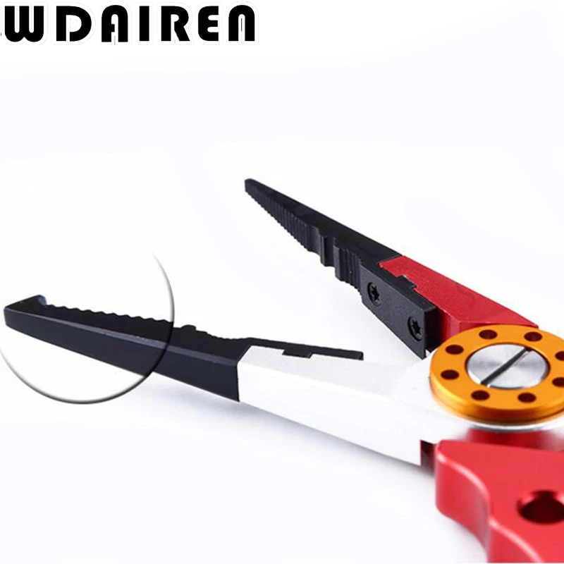 WDAIREN-Alicates de pesca de aleación de aluminio + cuerda de retención, removedor de anzuelos, cortador de línea, herramientas de pesca multifuncionales, WD-043, 120g, 17,5 cm - imagen 4