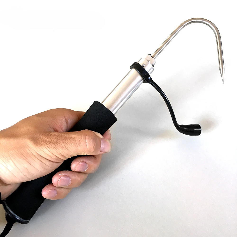 Herramienta de pesca de acero inoxidable, aparejo de anzuelo de lanza de pesca en hielo, telescópico abierto de 64cm-116cm para peces de peso ligero y pesado activo - imagen 3