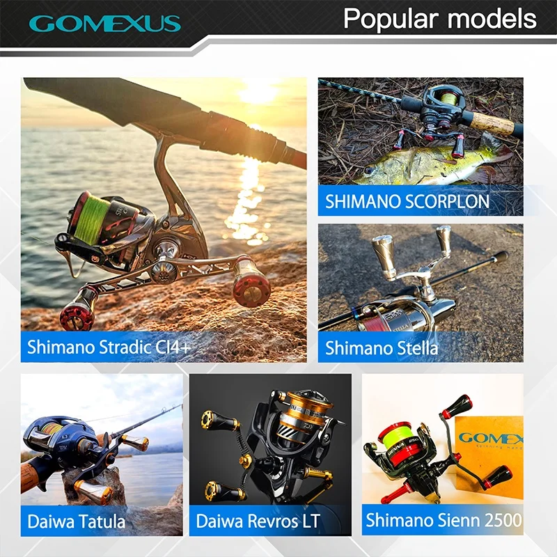 Perilla giratoria Gomexus de aleación de aluminio con mango de carrete de 20mm para Shimano Stradic Vanford Ultegra Daiwa Fuego LT Zillion Baitcasting - imagen 4