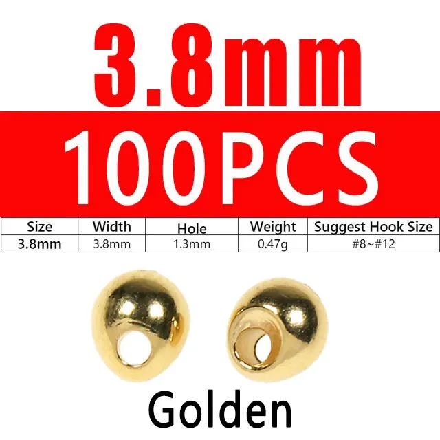 100pcs 3.8mm Golden