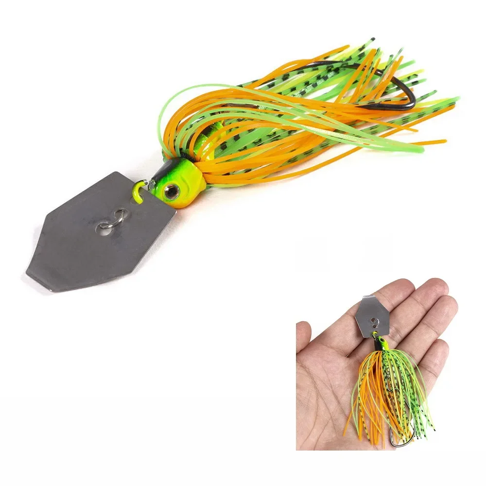 Señuelo de pesca con hoja de Metal, 100mm, 12g, con falda de goma, Wobbler Artificial, Buzzbait, Jigging, cuchara giratoria para perca, 1 Uds. - imagen 3
