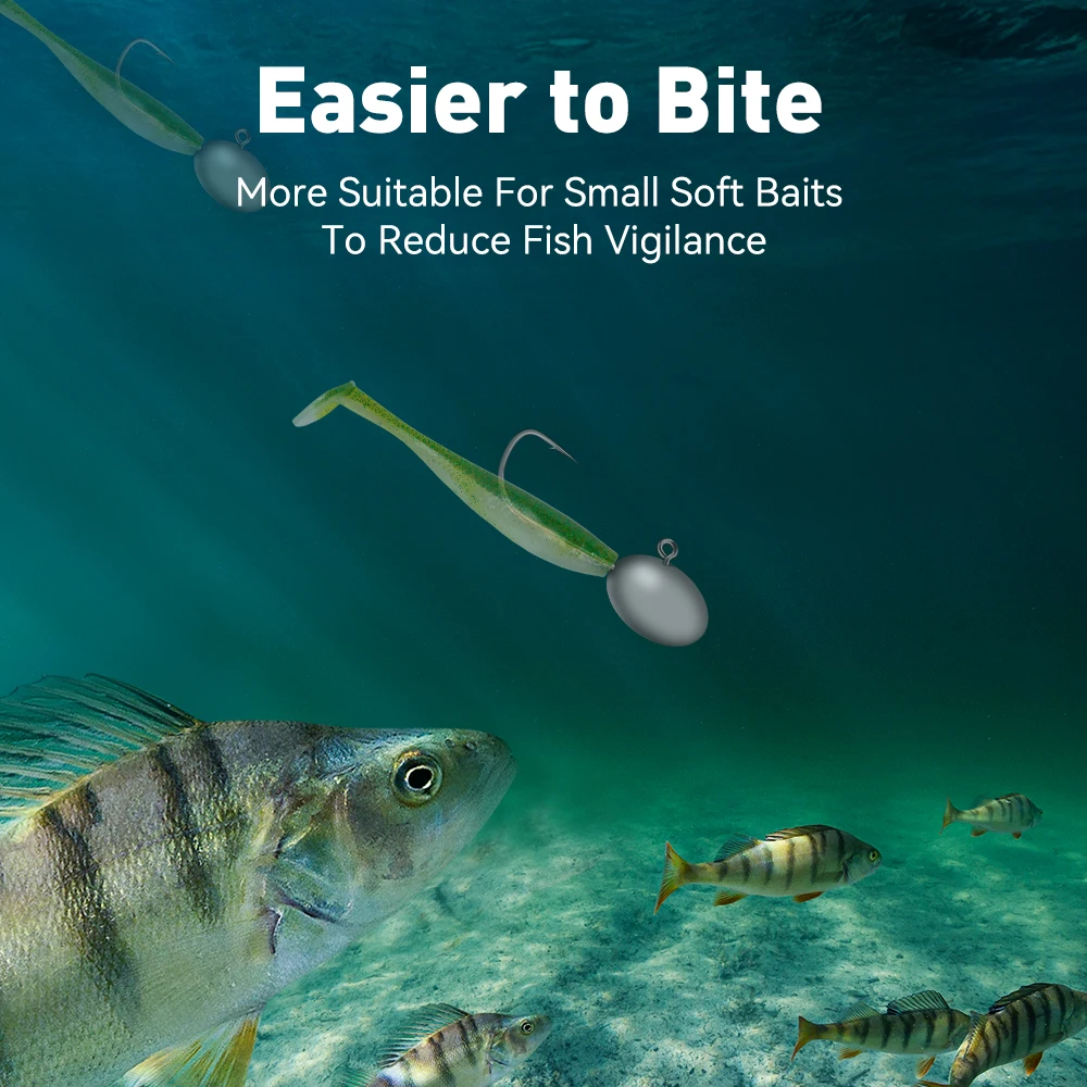 Kingdom 15 Uds. Anzuelos de pesca con cabeza de plomo 1,5g 2,5g 3,5g 4,5g 6,5g anzuelos de púas anticaída de acero inoxidable anzuelos de gusano suave - imagen 5